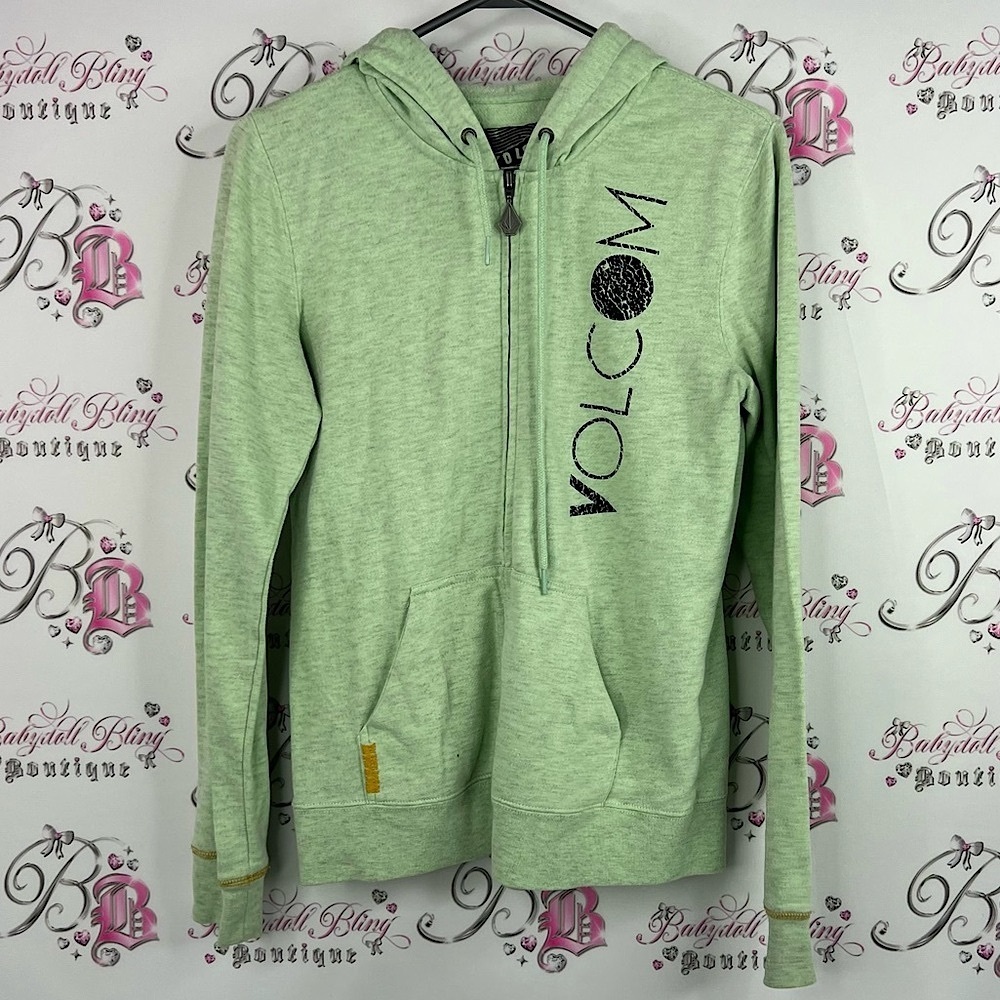 Volcom hoodie sweater zip up comfy logo Mint Green Hoodie